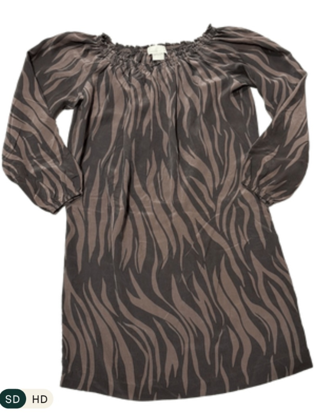 Michael Kors 2-Tone Brown Off The Shoulder Mini Dress Long Sleeve Sz XS
